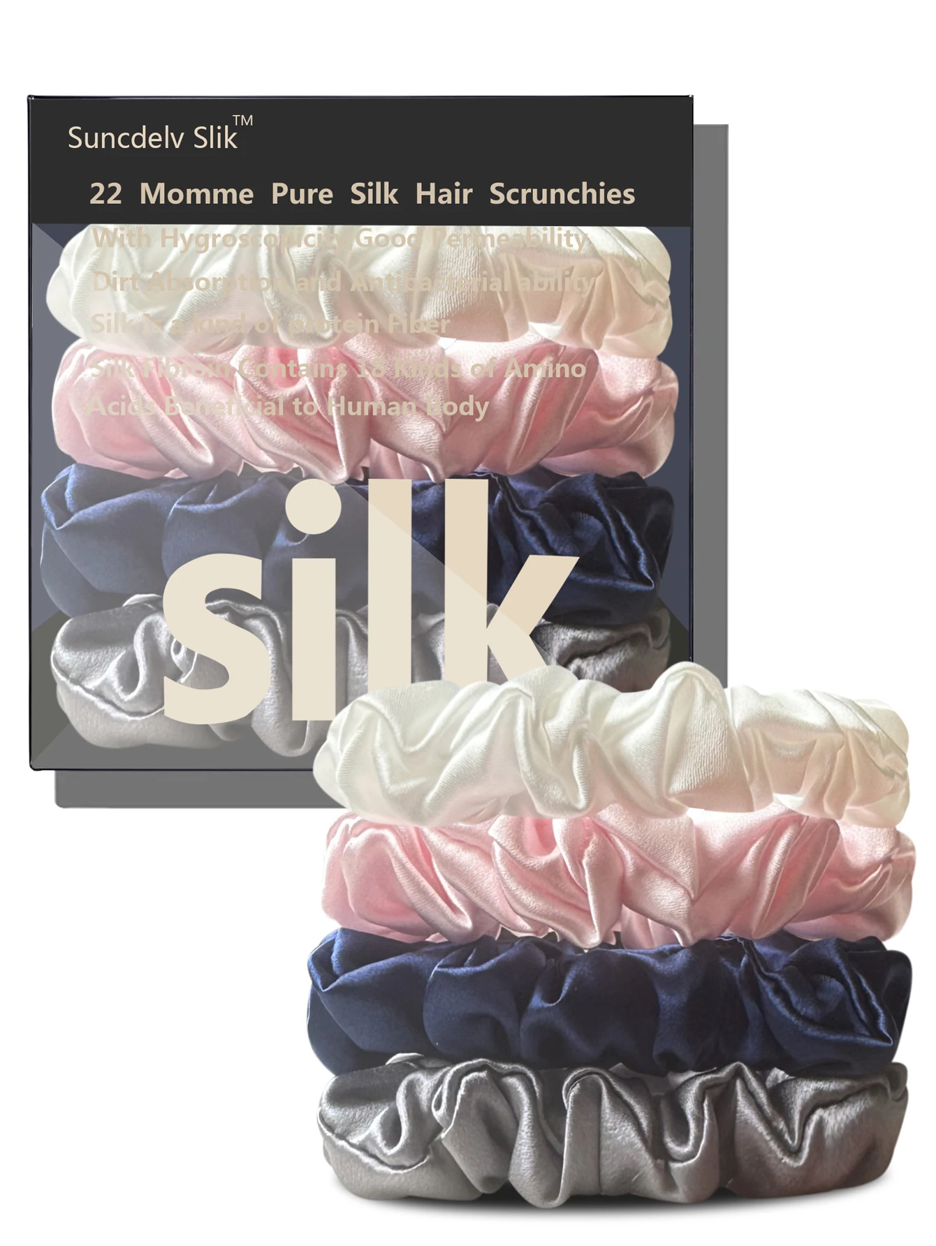 100% Natural Silk Solid Color Hair Ties High Quality Hair Scrunchies Women Big Hairbands Hair Accessories Width 2CM