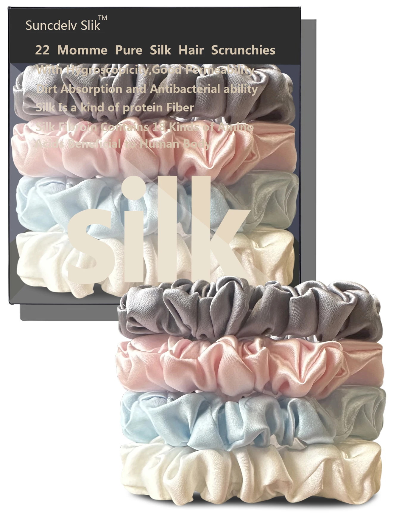 100% Natural Silk Solid Color Hair Ties High Quality Hair Scrunchies Women Big Hairbands Hair Accessories Width 2CM