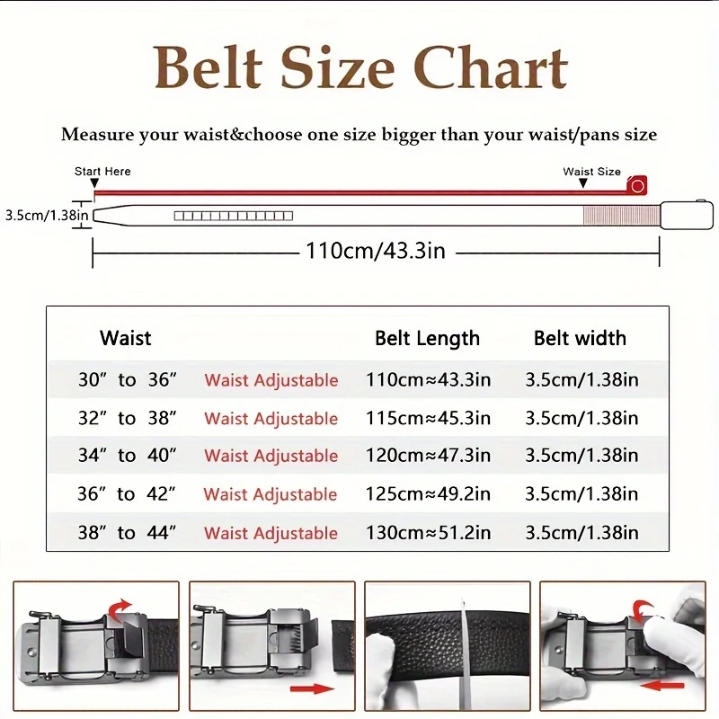 1pc Fashionable Cowhide Black Belt, Automatic Buckle, For Men Daily Life Leisure Time Party Festival Work Business Formal