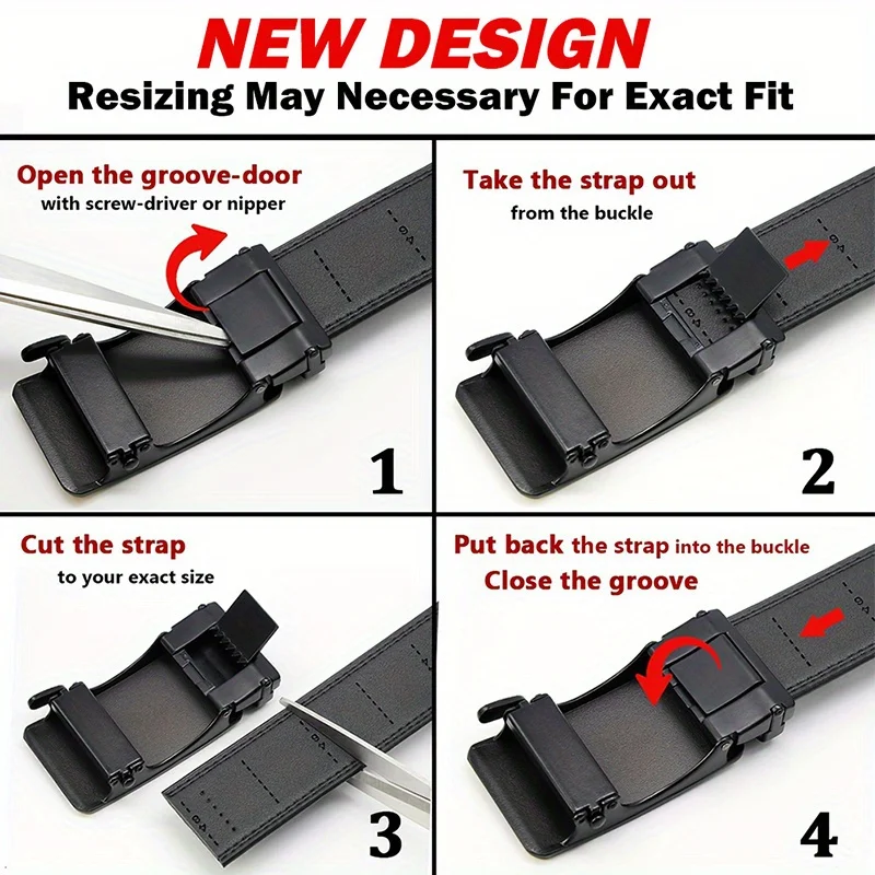 1pc Fashionable Cowhide Black Belt, Automatic Buckle, For Men Daily Life Leisure Time Party Festival Work Business Formal