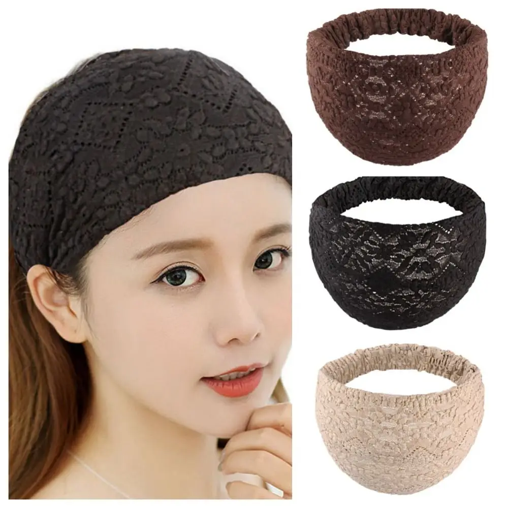 Mesh Flower Headband Lace Hair Band for Girls Women Simple Washing Face Hairband Wide Side Hair Hoop Headscarf Hair Accessories