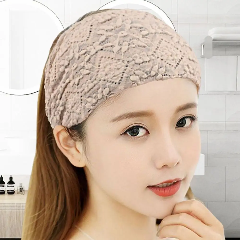 Mesh Flower Headband Lace Hair Band for Girls Women Simple Washing Face Hairband Wide Side Hair Hoop Headscarf Hair Accessories