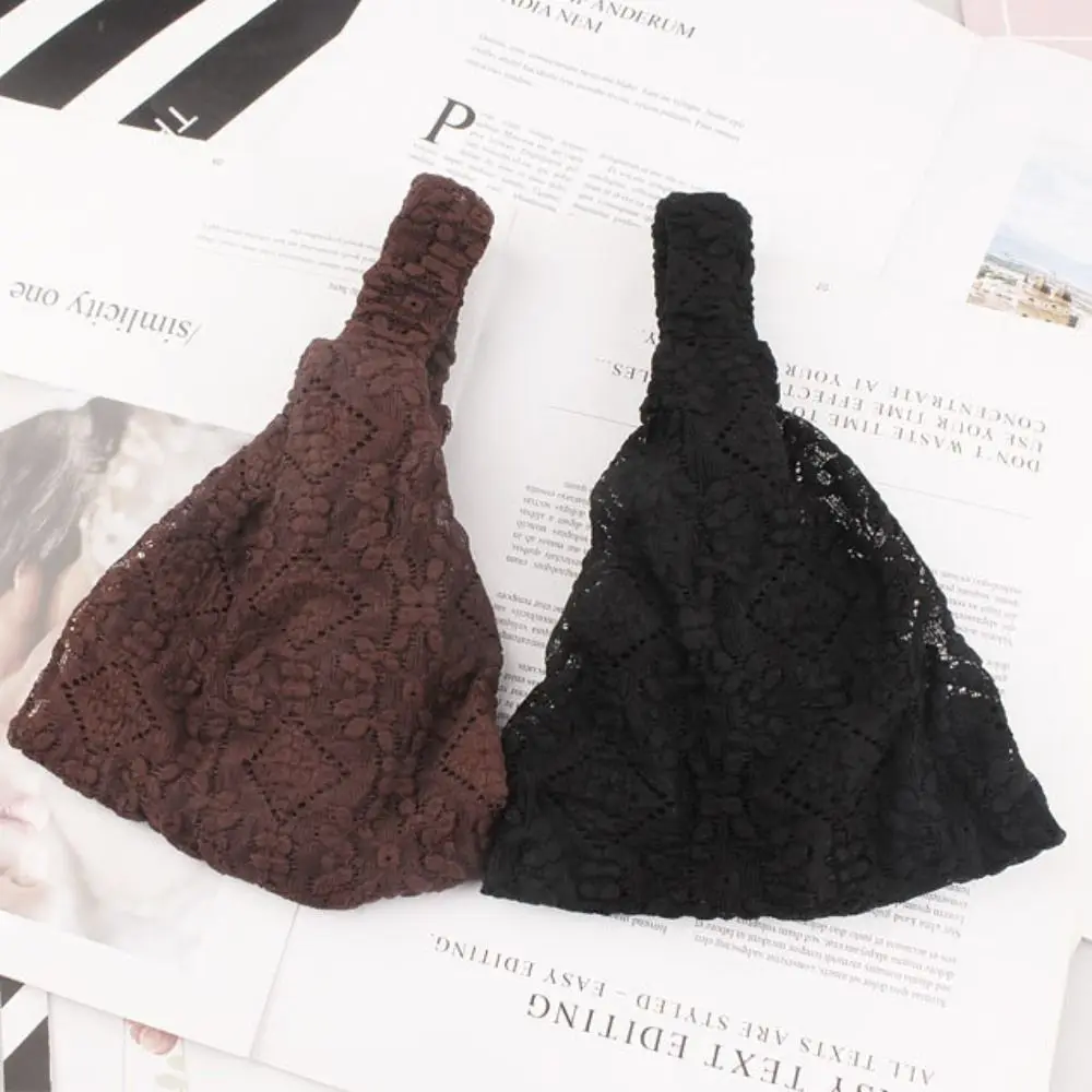 Mesh Flower Headband Lace Hair Band for Girls Women Simple Washing Face Hairband Wide Side Hair Hoop Headscarf Hair Accessories