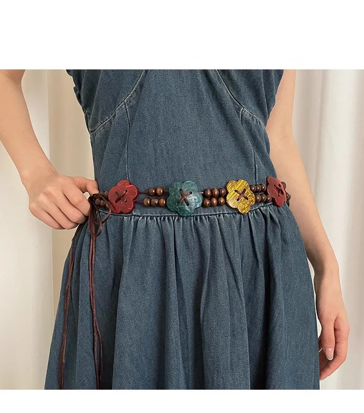 Retro Do Old Sweet Wind Belt Female Minority Lovely Flower National Wind With Skirt Dress Decorative Waist Rope Tide
