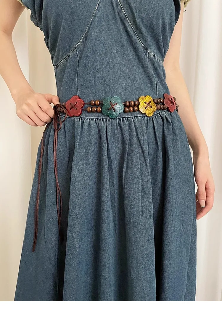 Retro Do Old Sweet Wind Belt Female Minority Lovely Flower National Wind With Skirt Dress Decorative Waist Rope Tide