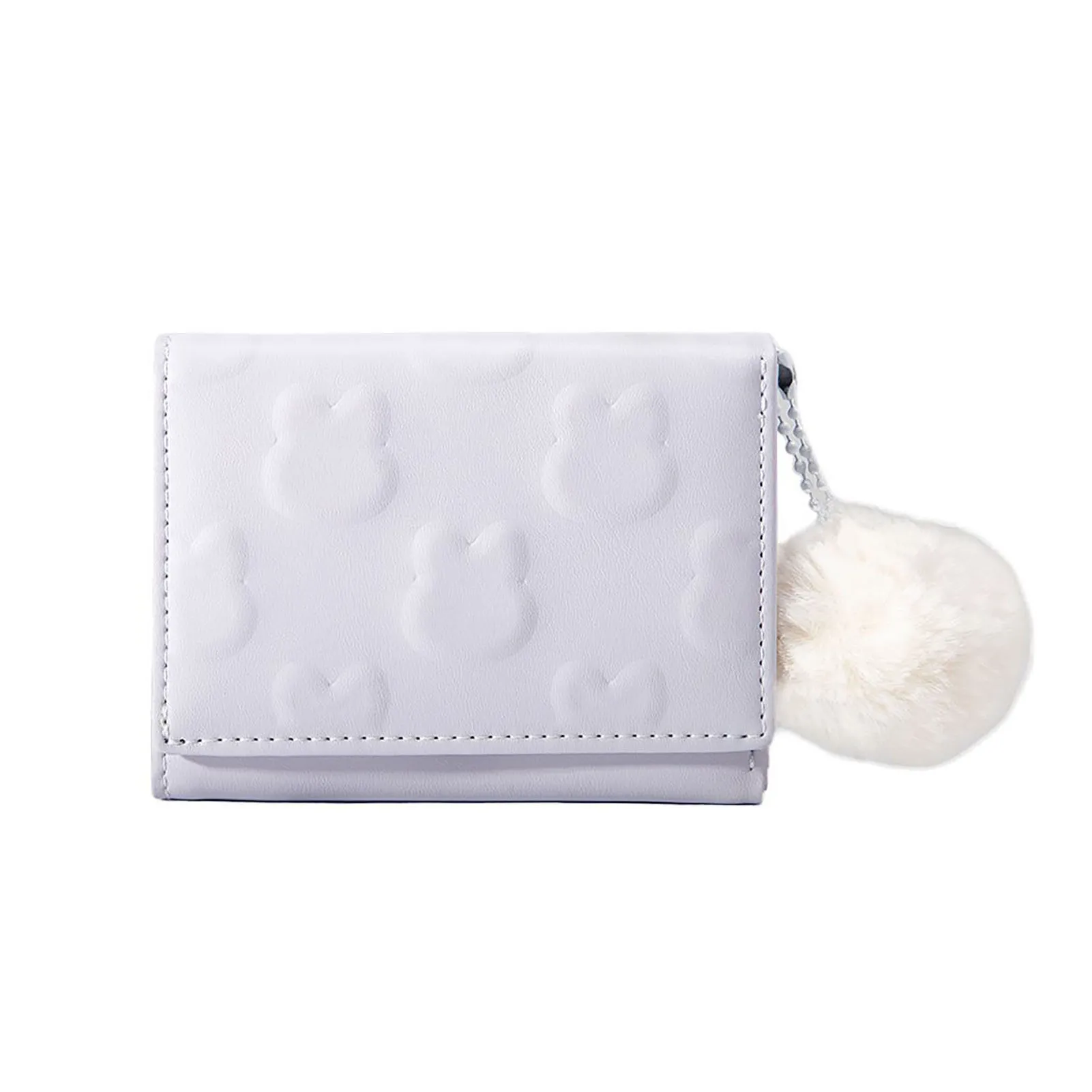 Cute Cartoon Rabbit Coin Purse Women Short Foldable PU Wallet Card Holder Girls Pink Clutch Bags Trendy Candy Color Wallets