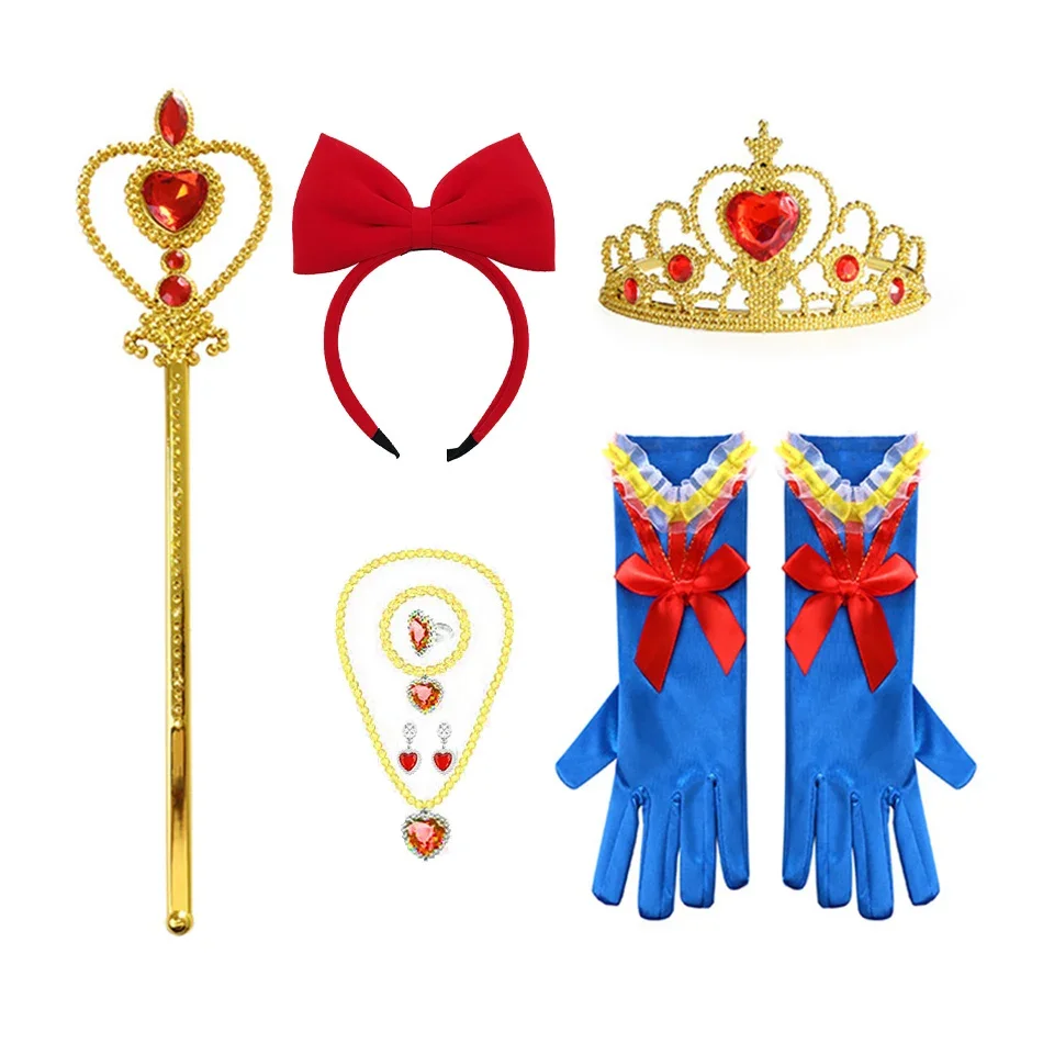 Princess Elsa Cosplay Accessories Gloves Wand Crown Jewelry Set Elsa Wig Braid For Snow Queen Princess Dress Clothes Cosplay