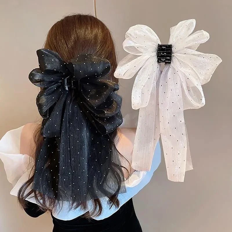 Elegant Bowknot Hair Clips Women Temperament Elegant Mesh Hair Clip Fashion Hair Accessories Girl Styling Hairpin Headdress