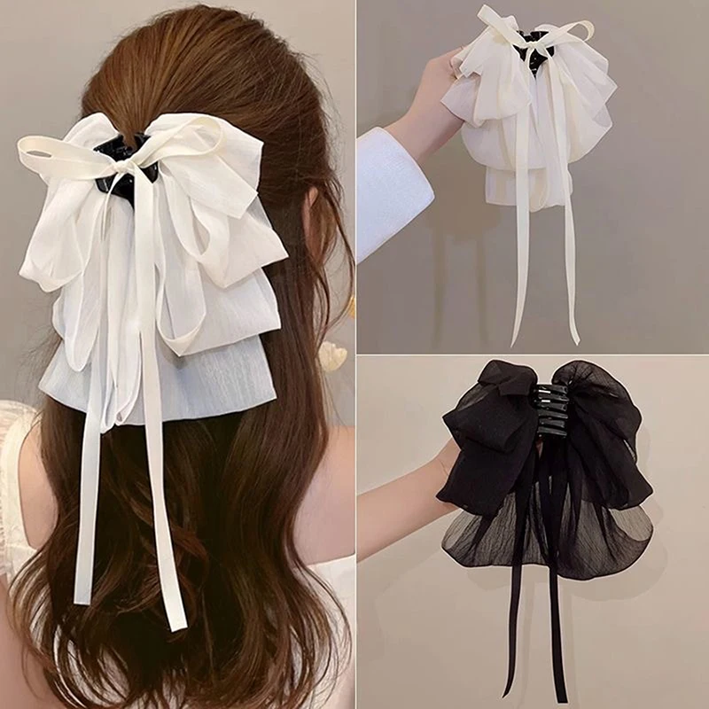 Elegant Bowknot Hair Clips Women Temperament Elegant Mesh Hair Clip Fashion Hair Accessories Girl Styling Hairpin Headdress
