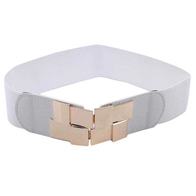 Women's Elastic Wide Waistband Classic Ladies Multicolor Square Buckle Dress Decorative Slim Stretchy Waistband