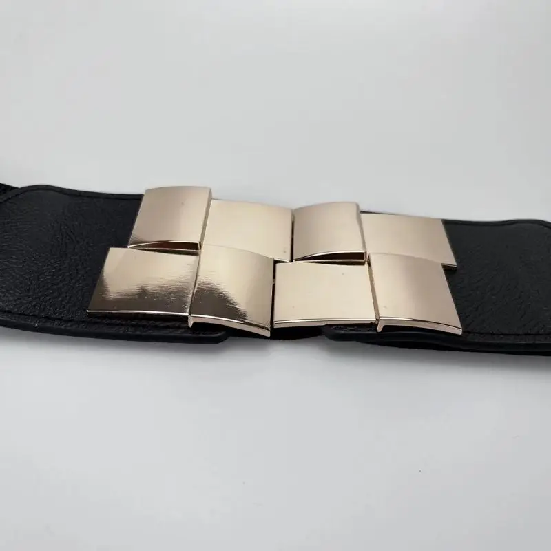 Women's Elastic Wide Waistband Classic Ladies Multicolor Square Buckle Dress Decorative Slim Stretchy Waistband