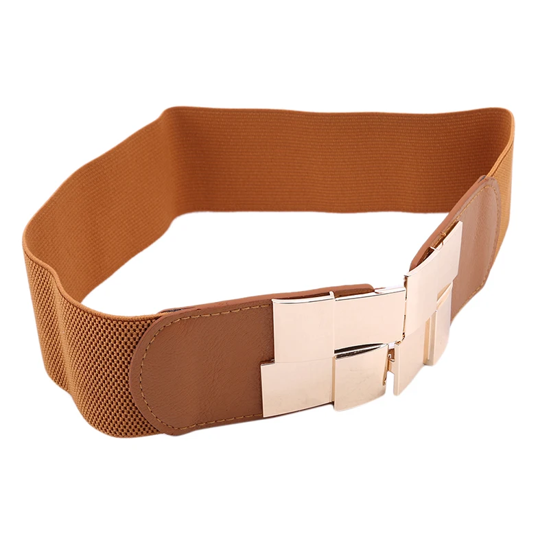 Women's Elastic Wide Waistband Classic Ladies Multicolor Square Buckle Dress Decorative Slim Stretchy Waistband