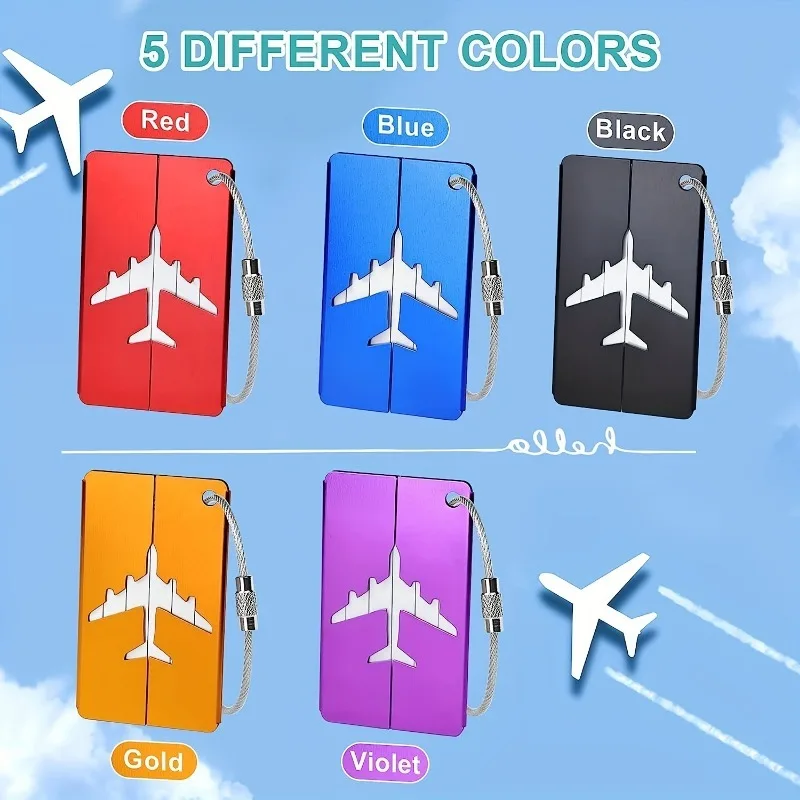 5/10pc Aluminum Travel Luggage Tag Durable Luggage Identification with Business Card Holder Fashion Tag Travel Accessories