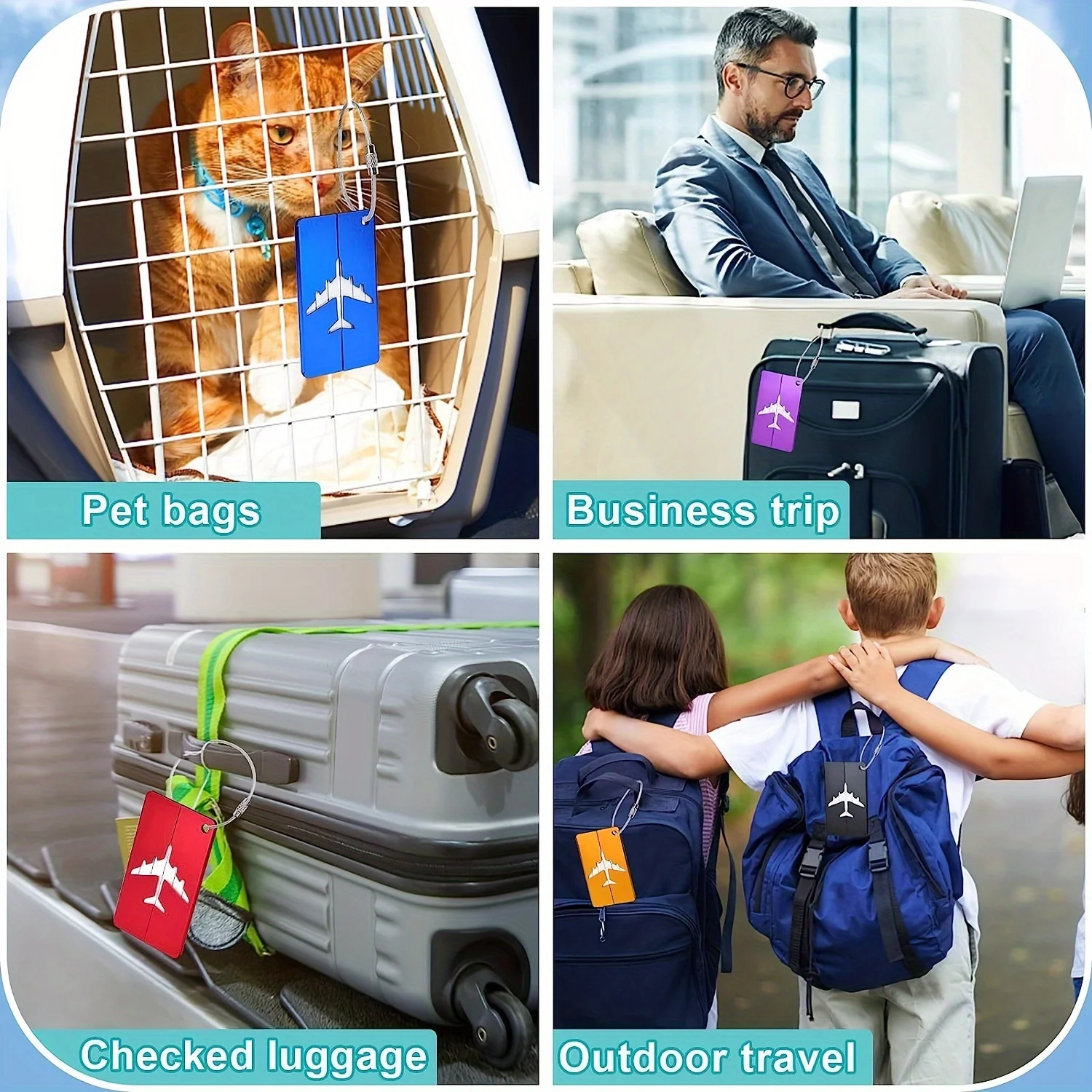 5/10pc Aluminum Travel Luggage Tag Durable Luggage Identification with Business Card Holder Fashion Tag Travel Accessories