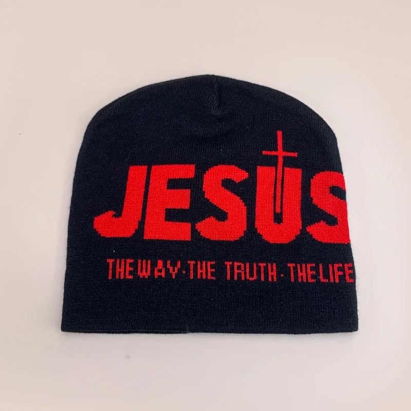 Y2K Letter Cross Street Wool Knitted Hats Autumn and Winter Hip Hop Warm Personal Comfortable Versatile Fashion Jacquard Weave
