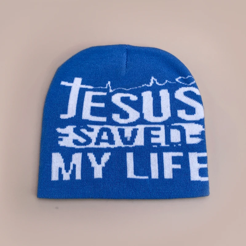Y2K Letter Cross Street Wool Knitted Hats Autumn and Winter Hip Hop Warm Personal Comfortable Versatile Fashion Jacquard Weave