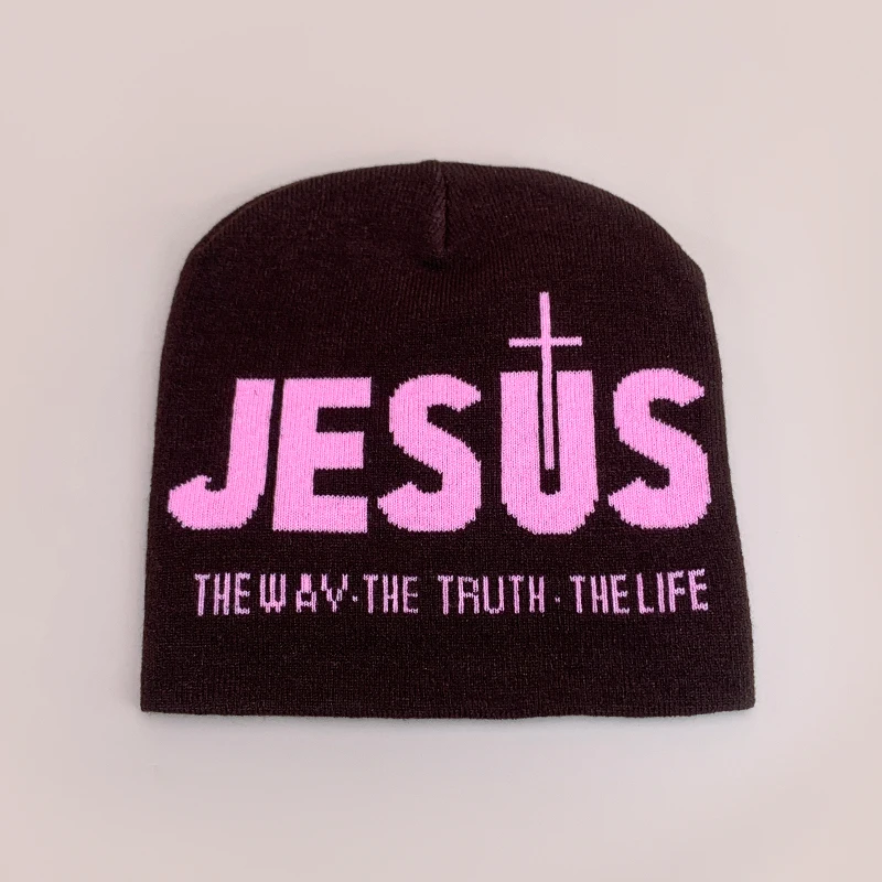 Y2K Letter Cross Street Wool Knitted Hats Autumn and Winter Hip Hop Warm Personal Comfortable Versatile Fashion Jacquard Weave