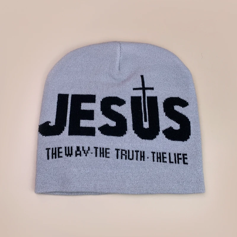 Y2K Letter Cross Street Wool Knitted Hats Autumn and Winter Hip Hop Warm Personal Comfortable Versatile Fashion Jacquard Weave