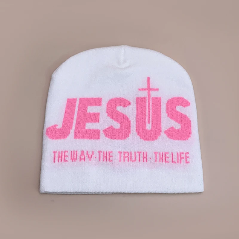 Y2K Letter Cross Street Wool Knitted Hats Autumn and Winter Hip Hop Warm Personal Comfortable Versatile Fashion Jacquard Weave