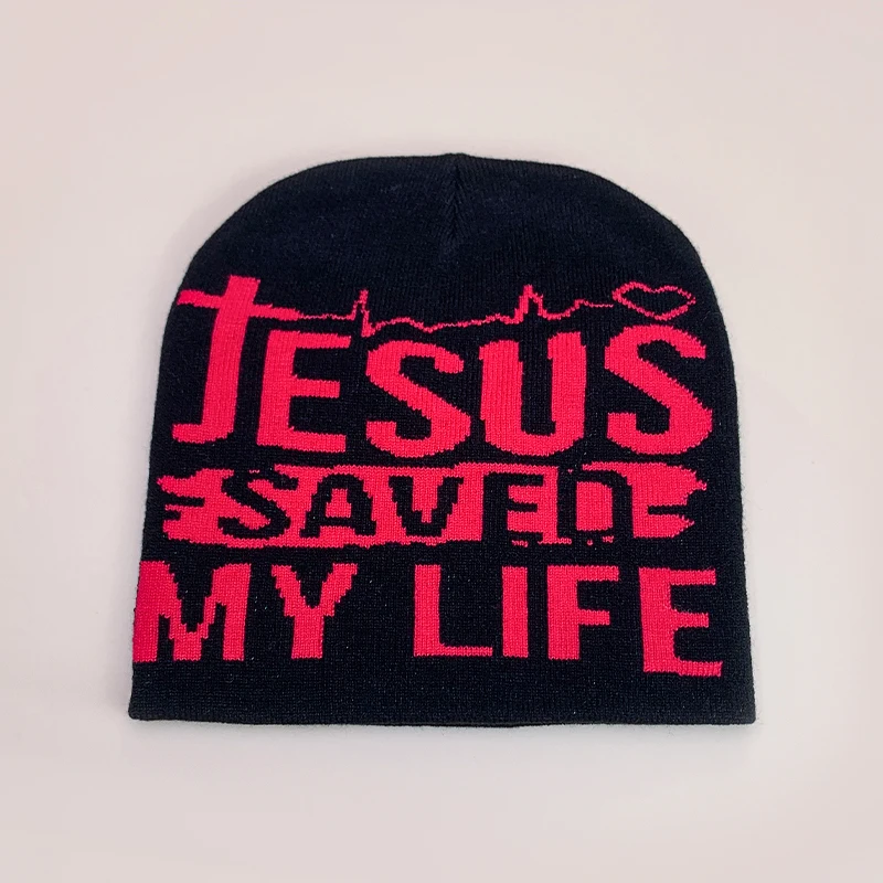 Y2K Letter Cross Street Wool Knitted Hats Autumn and Winter Hip Hop Warm Personal Comfortable Versatile Fashion Jacquard Weave