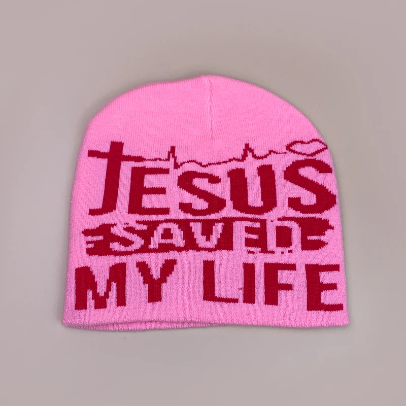 Y2K Letter Cross Street Wool Knitted Hats Autumn and Winter Hip Hop Warm Personal Comfortable Versatile Fashion Jacquard Weave