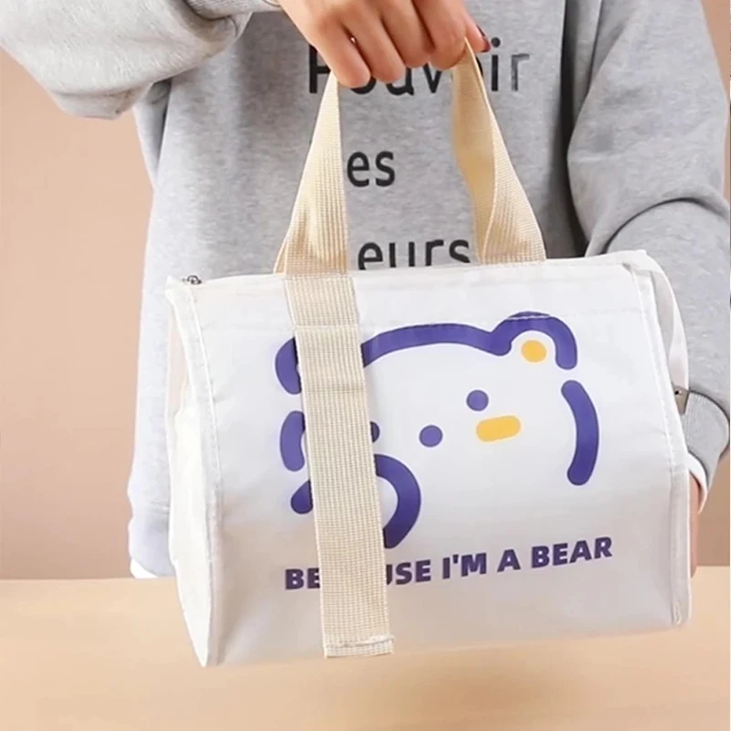 Portable Thermal Lunch Box Bags for Women Kids Food Storage Handbags Travel Picnic Pouch Insulated Cooler Bento Bag