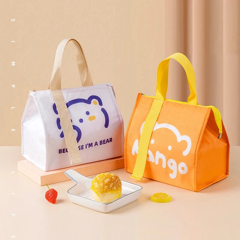 Portable Thermal Lunch Box Bags for Women Kids Food Storage Handbags Travel Picnic Pouch Insulated Cooler Bento Bag