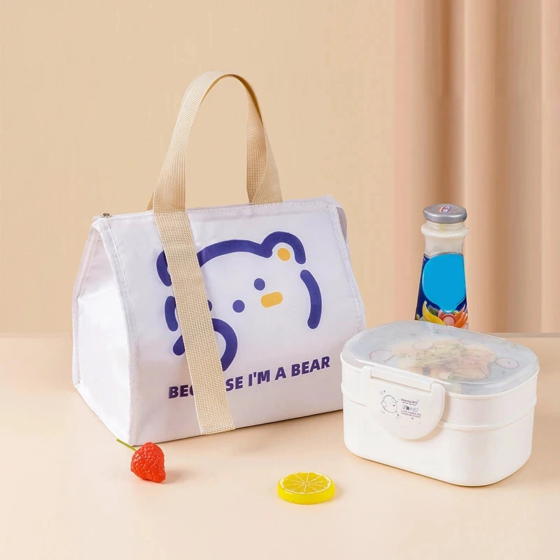 Portable Thermal Lunch Box Bags for Women Kids Food Storage Handbags Travel Picnic Pouch Insulated Cooler Bento Bag
