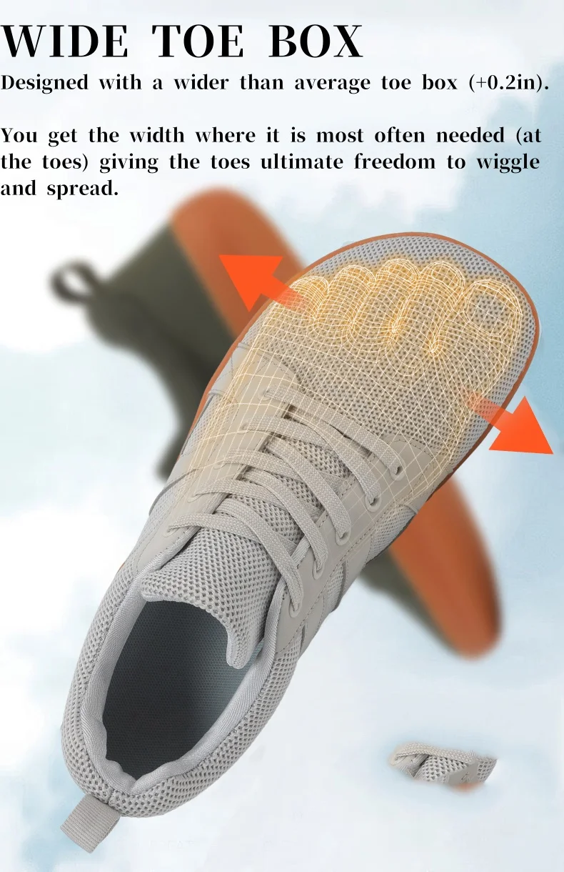 Men's Wide Minimalist Barefoot Sneakers | Unisex Zero Drop Sole | Optimal Relaxation