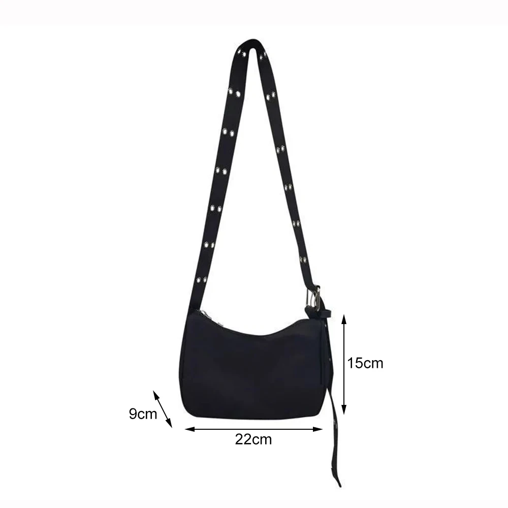 Trendy Crossbody Bags Double-breasted Adjustable Strap Black Women's Chest Bag Harajuku Students Zipper Satchel Shoulder Bag