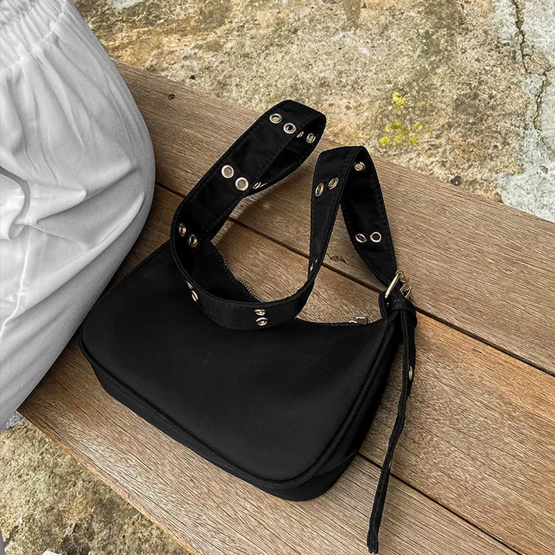 Trendy Crossbody Bags Double-breasted Adjustable Strap Black Women's Chest Bag Harajuku Students Zipper Satchel Shoulder Bag