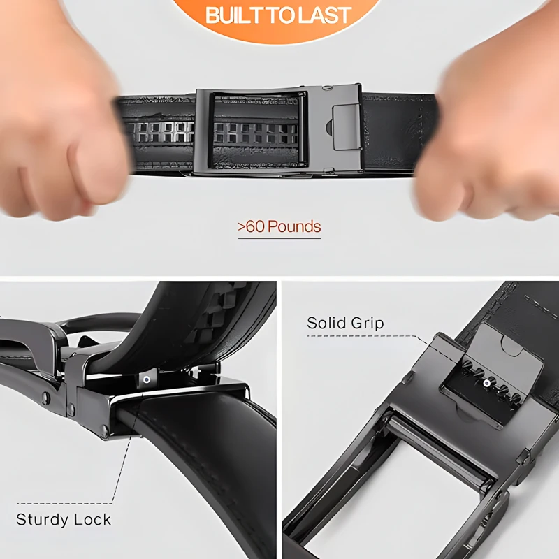 Ratchet Belt - Men’s Dress Automatic Buckle Belt 1 3/8" Comfort Click - Perfect Companion to Men's Oxfords