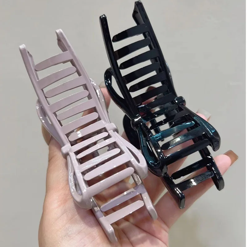 Trendy Solid Color Bow Large Hair Claw for Women Acrylic Bowknot Hair Clips Ponytail Hairpins Girls Barrettes Hair Accessories