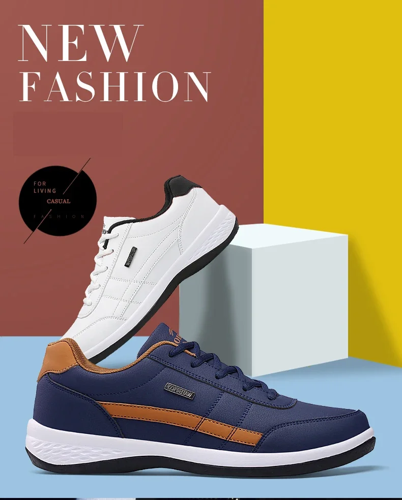 MAEDEF Shoes for Men Leather Sneaker Waterproof Casual Comfortable Men's Sneaker Lace Up Footwear Vulcanized Man Shoe Masculino