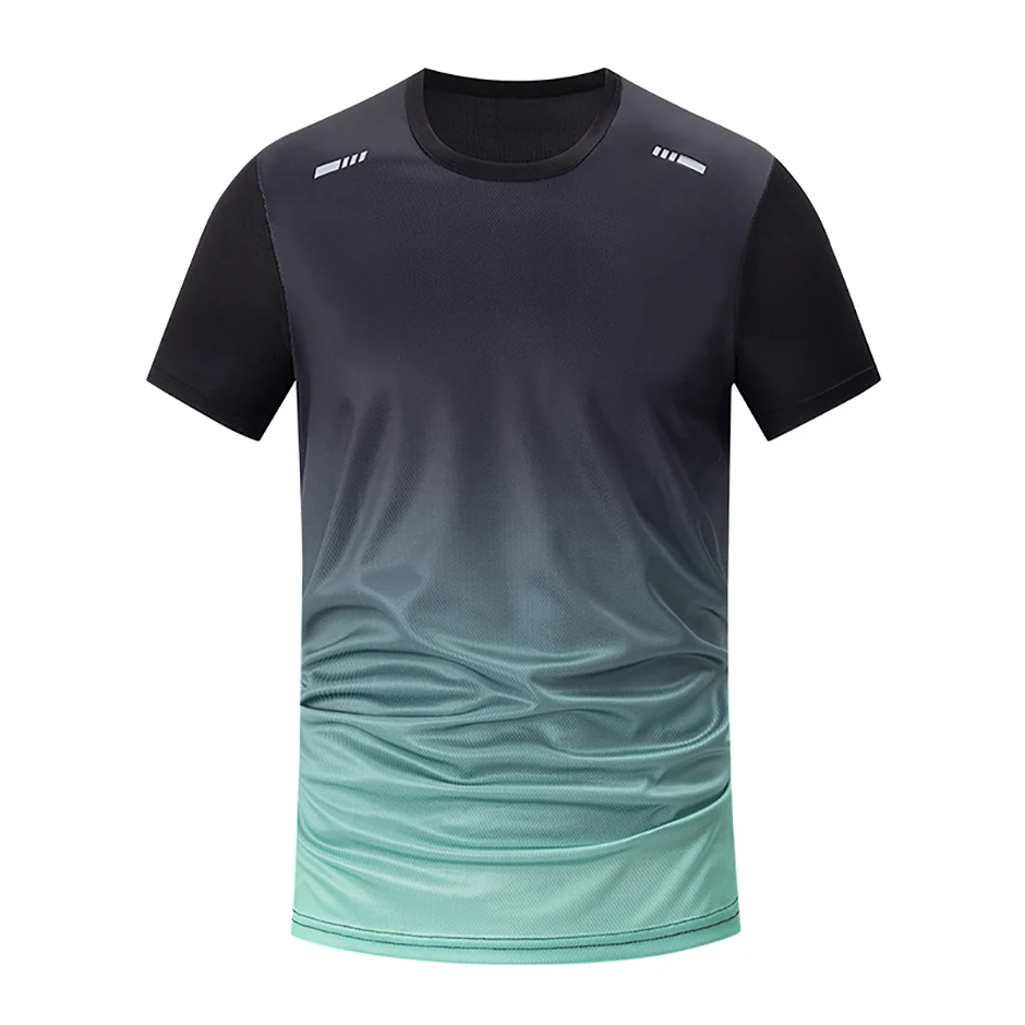 1/4/6 Pcs Men's Plus Size Gradient Quick-Drying Short-Sleeved Teenagers Loose Sports Running Fitness Football Basketball T-Shirt