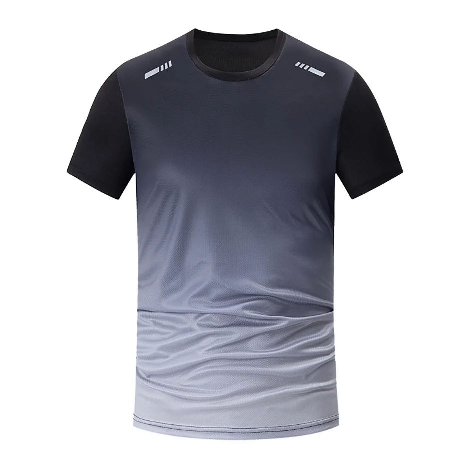 1/4/6 Pcs Men's Plus Size Gradient Quick-Drying Short-Sleeved Teenagers Loose Sports Running Fitness Football Basketball T-Shirt