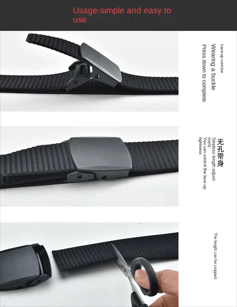 Automatic Buckle Nylon Women's Belts Canvas Outdoor Travel Premium Pants Sports Non-metallic Belts for Men White Black Blue Red