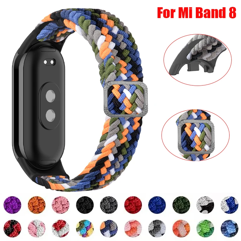 Strap for Xiaomi Mi Band 9 8 7 Elastic Nylon Braided Solo Loop Adjustable Buckle Replacement correa bracelet Miband 4 3 5 6 7