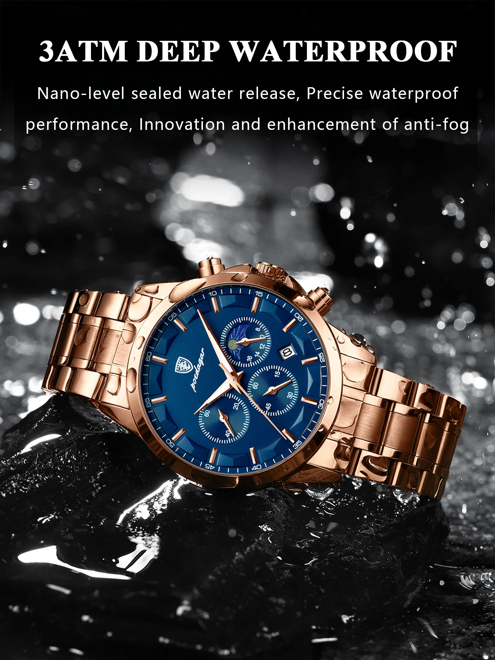 POEDAGAR Luxury Man Wristwatch Military Waterproof Luminous Chronograph Men Watch Stainless Steel Men's Quartz Watches+box Reloj