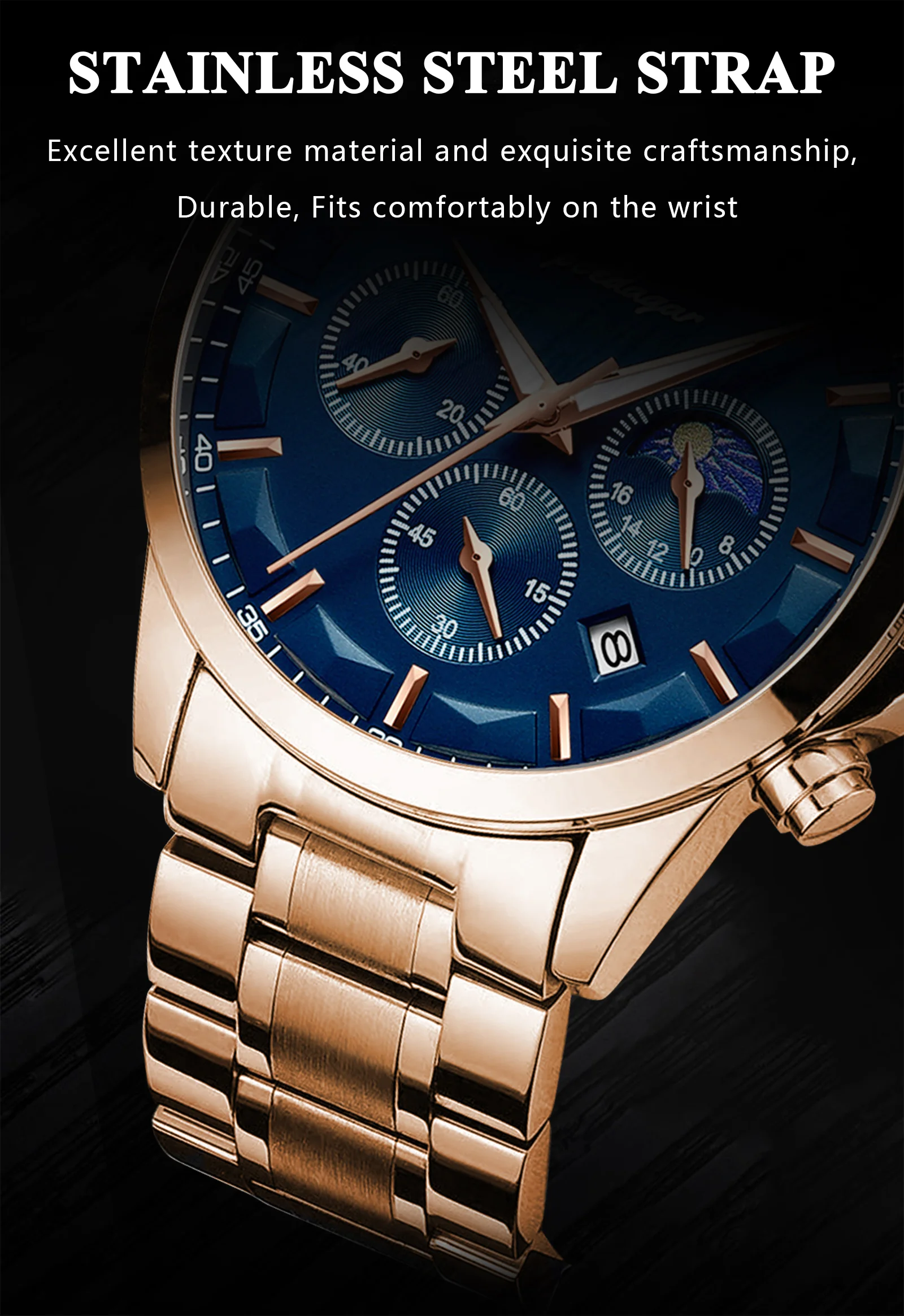 POEDAGAR Luxury Man Wristwatch Military Waterproof Luminous Chronograph Men Watch Stainless Steel Men's Quartz Watches+box Reloj