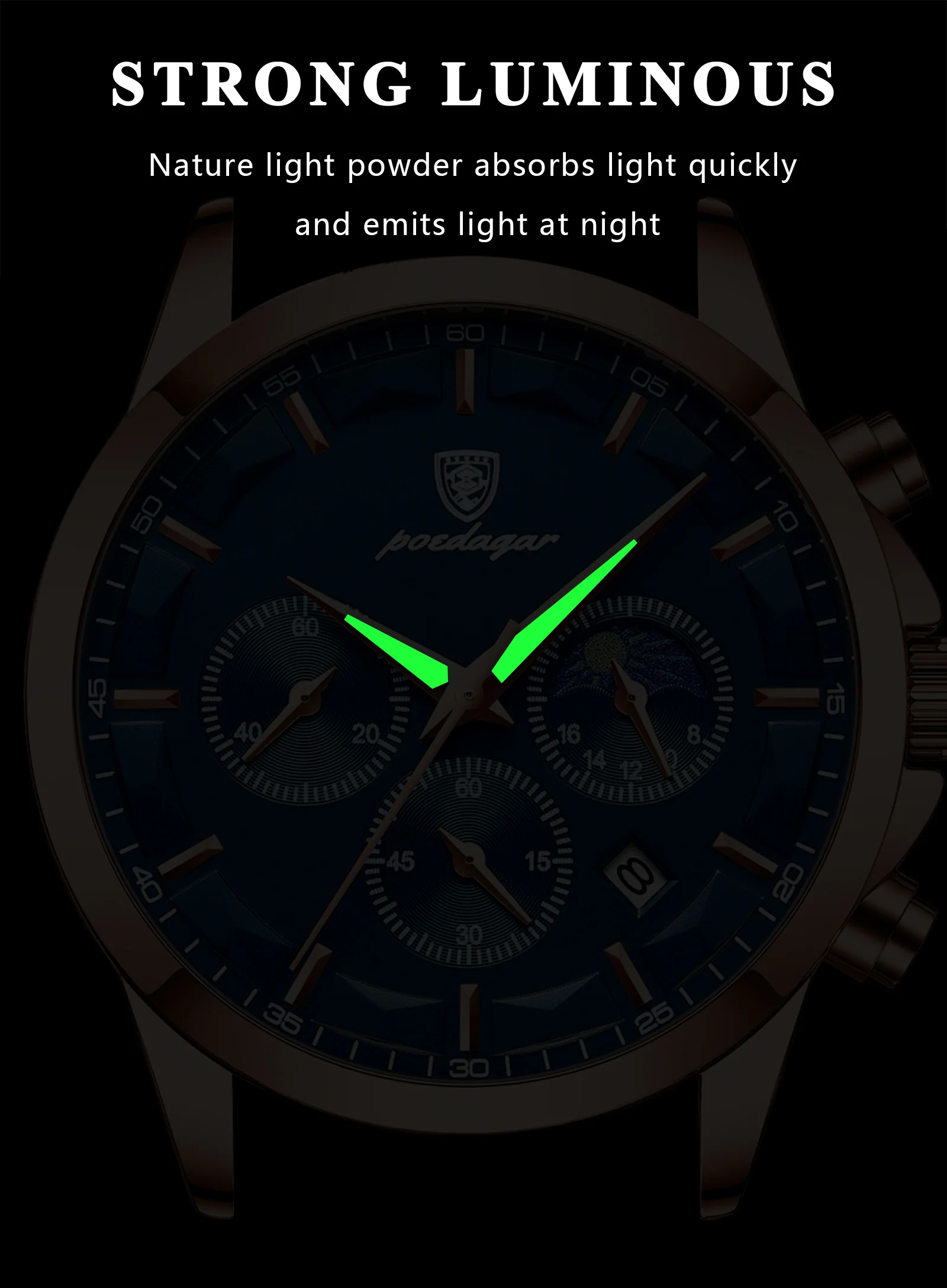 POEDAGAR Luxury Man Wristwatch Military Waterproof Luminous Chronograph Men Watch Stainless Steel Men's Quartz Watches+box Reloj