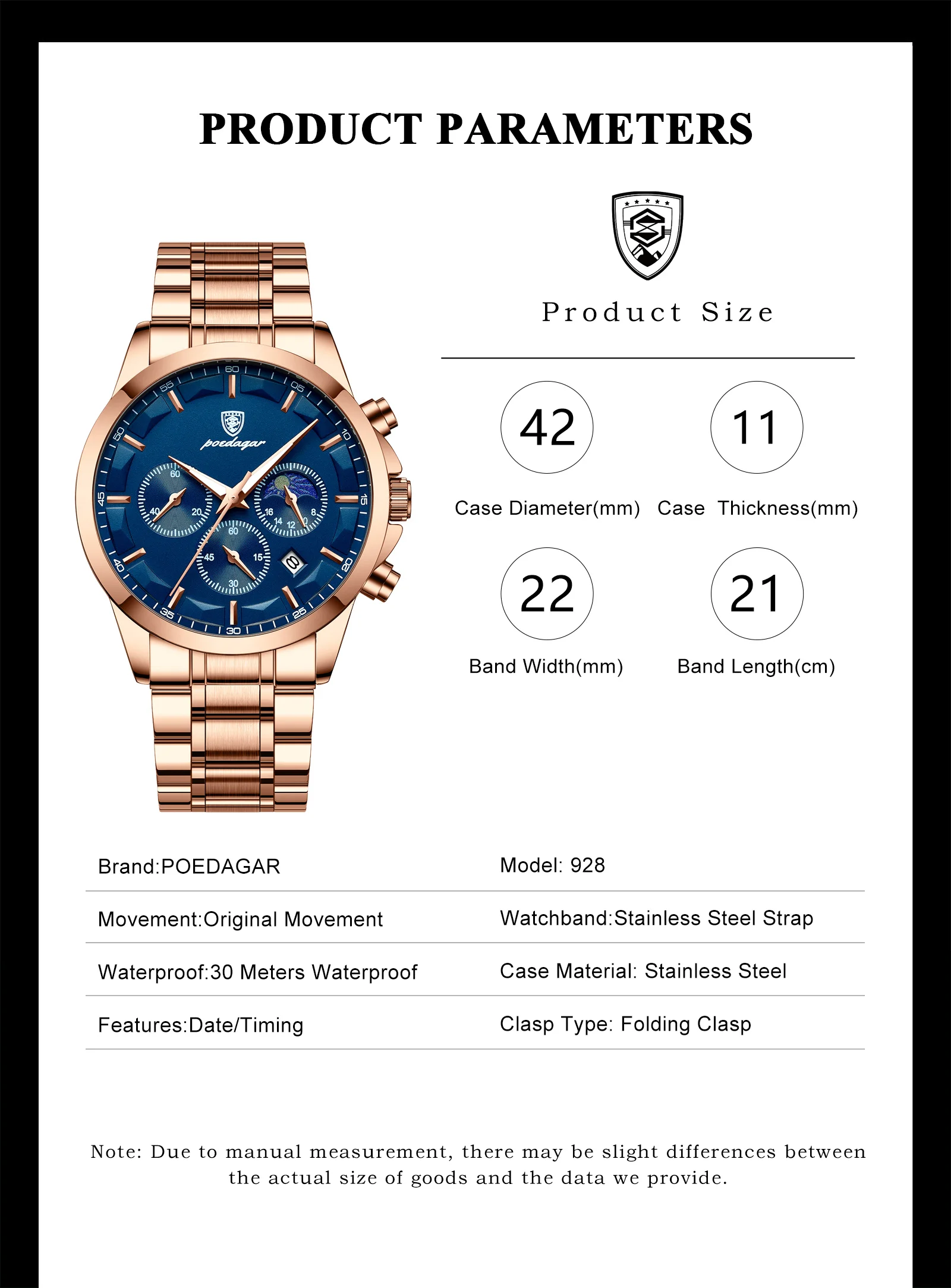 POEDAGAR Luxury Man Wristwatch Military Waterproof Luminous Chronograph Men Watch Stainless Steel Men's Quartz Watches+box Reloj