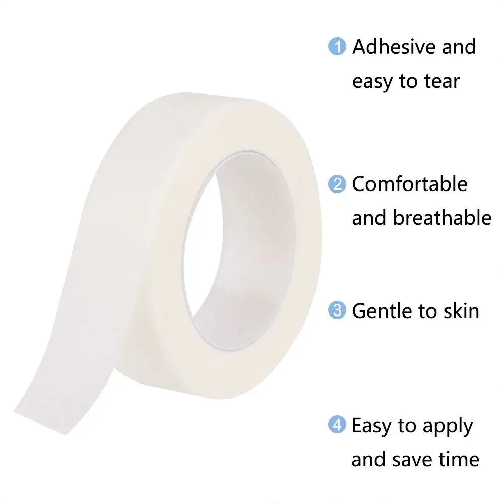 5Rolls White Eyelash Tape Adhesive Eyelash Extension Tapes Fabric Breathable Micropore Lash Tape for Eyelash Extension Supply
