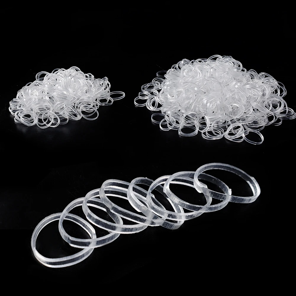 200-1500Pcs Girls Disposable Rubber Bands Clear Elastic Hair Bands Children Ponytail Holder Ties Headband Kids Hair Accessories