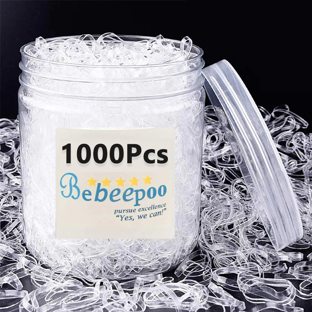 200-1500Pcs Girls Disposable Rubber Bands Clear Elastic Hair Bands Children Ponytail Holder Ties Headband Kids Hair Accessories