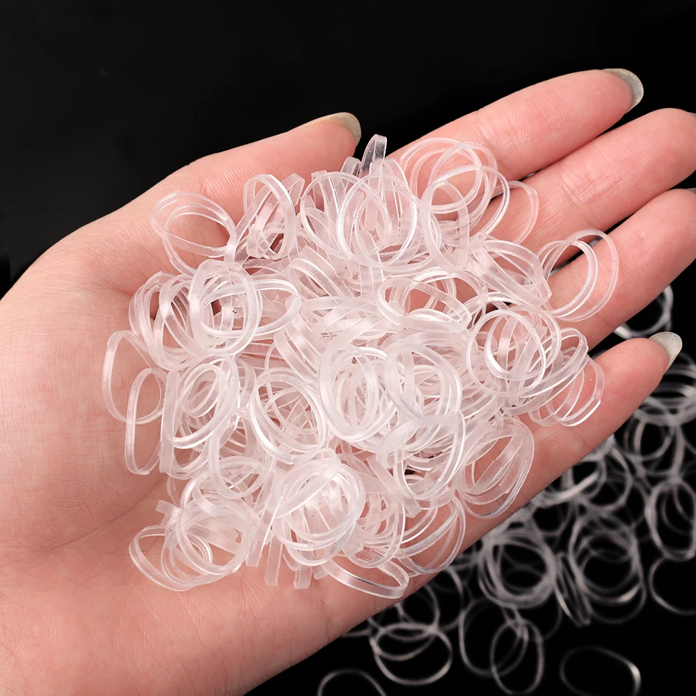 200-1500Pcs Girls Disposable Rubber Bands Clear Elastic Hair Bands Children Ponytail Holder Ties Headband Kids Hair Accessories