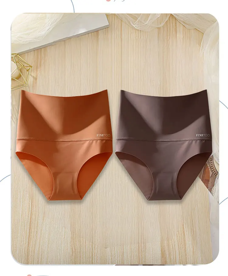 2Pcs/Set High Waist Panties Women Body Slimming Underwear Breathable Comfortable Briefs Solid Briefs Breathable Lingerie