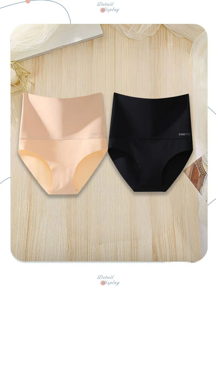 2Pcs/Set High Waist Panties Women Body Slimming Underwear Breathable Comfortable Briefs Solid Briefs Breathable Lingerie