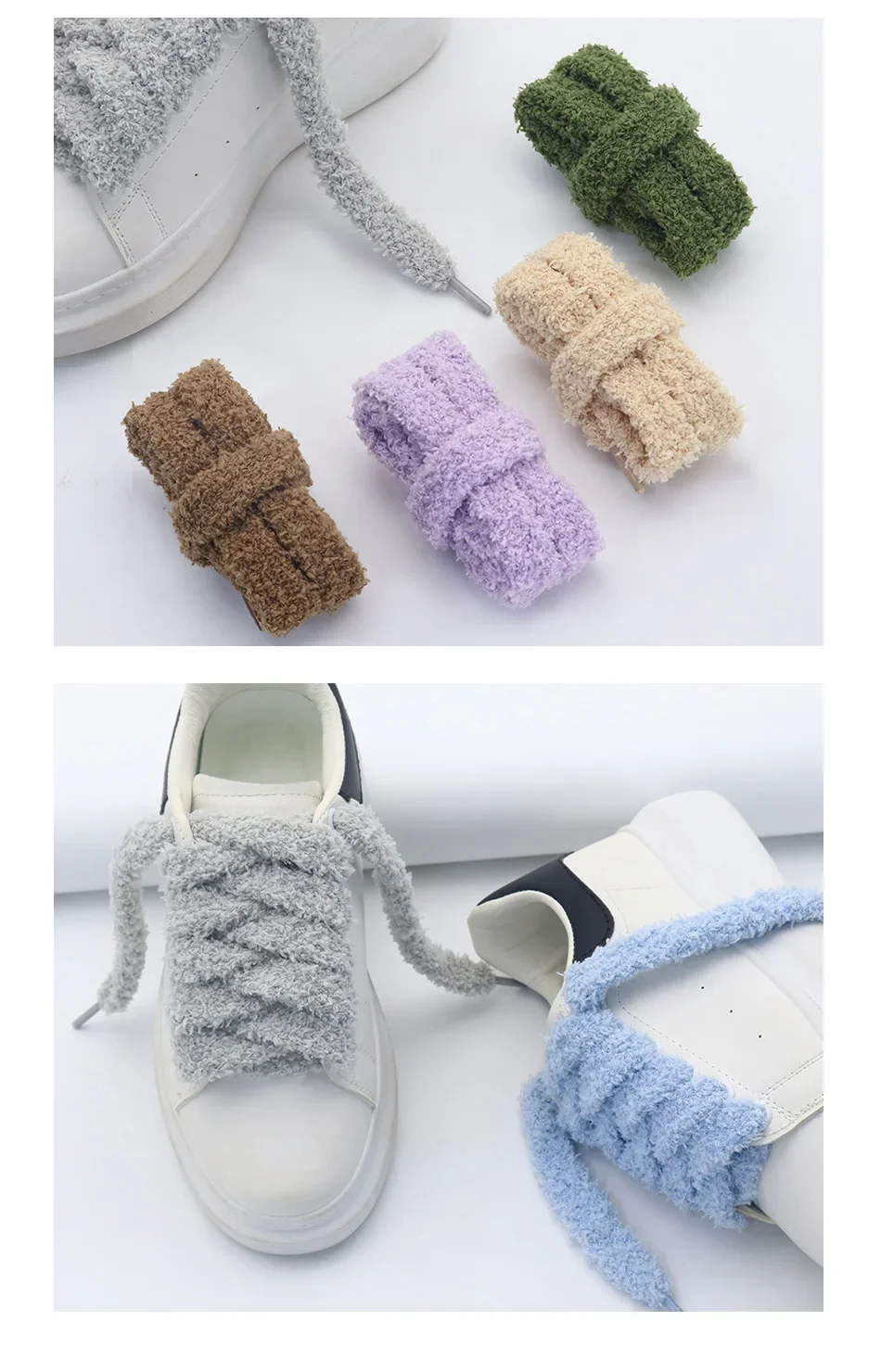 Fall Autumn Winter Fuzzy Shoelaces Soft 15mm Big Fat Plush Towel Laces Halloween Christmas Decoration for Adults Casual Sneakers