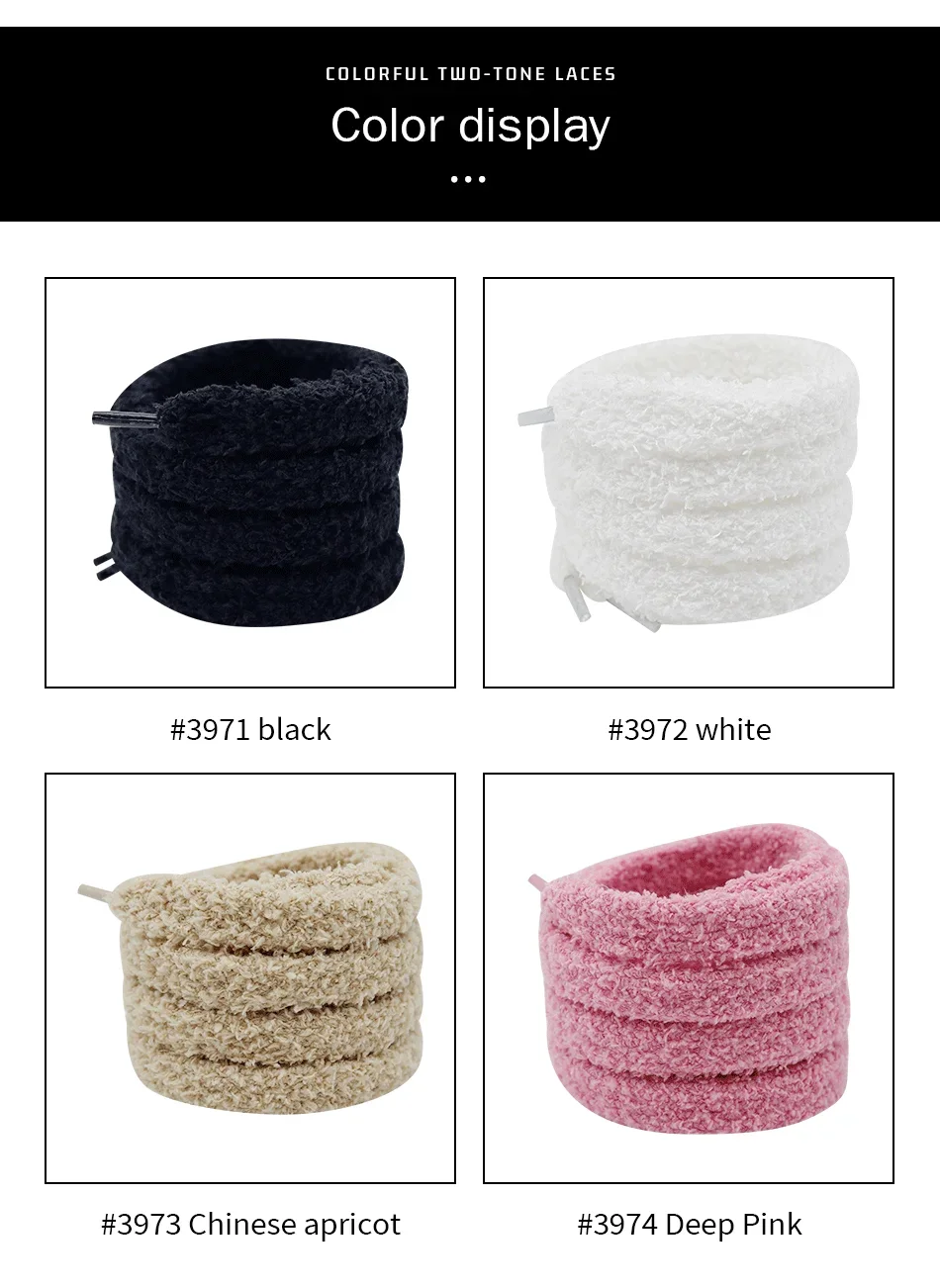 Fall Autumn Winter Fuzzy Shoelaces Soft 15mm Big Fat Plush Towel Laces Halloween Christmas Decoration for Adults Casual Sneakers